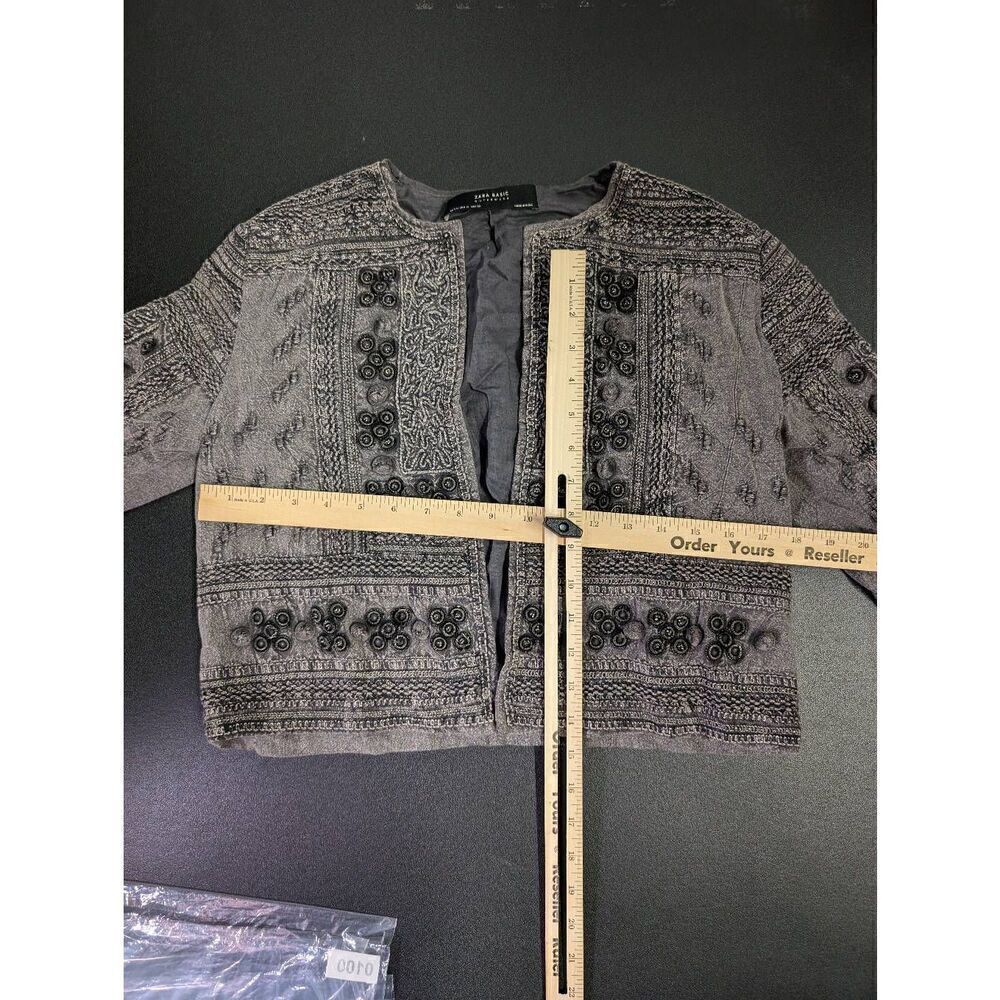 Zara Basix Black Bolero Jacket Embroider Women's Medium - Picture 5 of 5